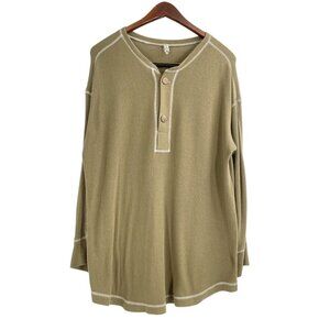 Intimately Free People Green Tunic Henley Shirt Womens Size Small Oversize